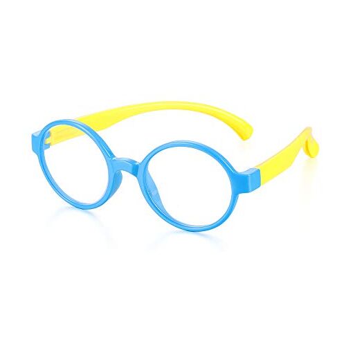 OMICE Kinderen Goggles Siliconen Frame Anti straling Kids Computer Bril Brillen Anti Blauw Licht Glazen Video Gaming Bril (Blauw-Geel)