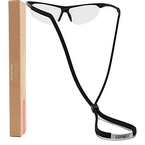 GERNEO ® Origineel – betrouwbare sportbrilband van stof – waterdichte brillenband en stevige grip voor sportbrillen, zonnebrillen en leesbrillen, diepzwart, 71cm