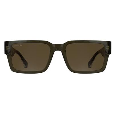 Lacoste Heren zonnebril L6089S transparant kaki met effen bruine lens Lacoste Heren zonnebril L6089S transparant kaki met effen bruine lens