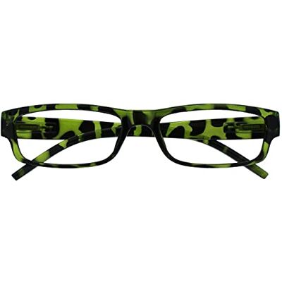 OPULIZE Unisex Ace Reading Bril, Groene schildpad, +2,50 Dioptrien OPULIZE Unisex Ace Reading Bril, Groene schildpad, +2,50 Dioptrien