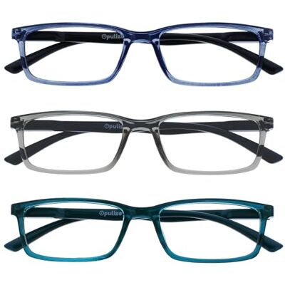 OPULIZE See 3 Stuks Blauw Licht Blokkeert Leesbril Blauw Grijs Turkoois Computer Ontspiegeld Unisex BBB9-37Q +3,00 OPULIZE See 3 Stuks Blauw Licht Blokkeert Leesbril Blauw Grijs Turkoois Computer Ontspiegeld Unisex BBB9-37Q +3,00