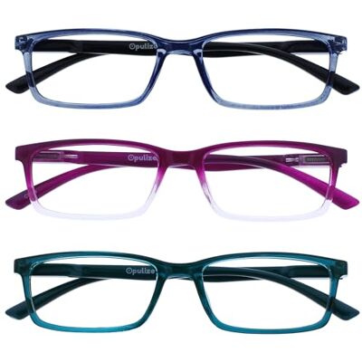 OPULIZE See 3 Stuks Blauw Licht Blokkeert Leesbril Blauw Purper Turkoois Computer Ontspiegeld Unisex BBB9-35Q +2,00 OPULIZE See 3 Stuks Blauw Licht Blokkeert Leesbril Blauw Purper Turkoois Computer Ontspiegeld Unisex BBB9-35Q +2,00