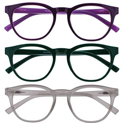 OPULIZE Blu 3 Stuks Blauw Licht Blokkeert Leesbril Purper Groen Ijs Computer Ontspiegeld Mannen Vrouwen BBB5-56C +2,50 OPULIZE Blu 3 Stuks Blauw Licht Blokkeert Leesbril Purper Groen Ijs Computer Ontspiegeld Mannen Vrouwen BBB5-56C +2,50