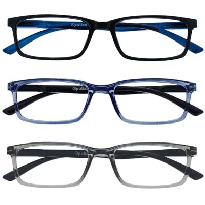 OPULIZE See 3 Stuks Blauw Licht Blokkeert Leesbril Zwart Blauw Grijs Computer Ontspiegeld Mannen Vrouwen BBB9-137 +2,00 OPULIZE See 3 Stuks Blauw Licht Blokkeert Leesbril Zwart Blauw Grijs Computer Ontspiegeld Mannen Vrouwen BBB9-137 +2,00