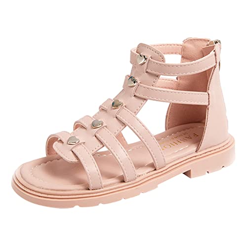 LOIJMK Rubberen laarzen kinderen sandalen mode platte prinses top sandalen mode Romeinse sandalen meisjes sandalen kinderen 35, roze, 32 EU