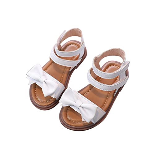 TDEOK Sandalen sandalen zomer strik sandalen pantoffels kleine meisjes sandalen met zachte zool Romeinse sandalen zomer kinderen sandalen meisjes prinses schoenen sandalen 31, wit, 28 EU