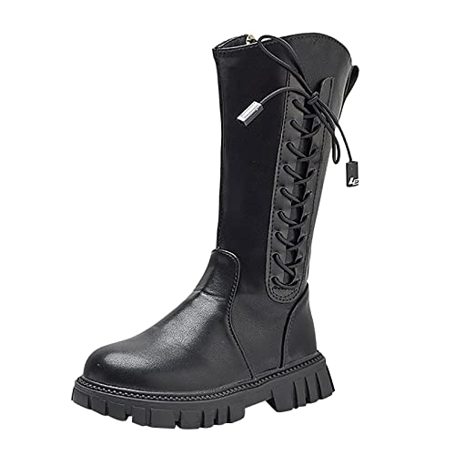 TDEOK Boots 30 meisjeslaarzen peuter vechtschoenen peuter knielaarzen kinderen outdoor schoenen, zwart, 33.5 EU