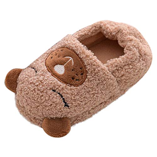 iOoppek Schoenen Voor Jongens Kinderen Schoenen Trickfilm Slippers Jongens Baby Warm Zachte Tekst Babyschoenen Schoenen Jongens 23, bruin, 24 EU