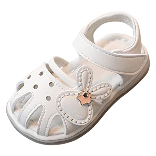 LOIJMK Peuter baby meisjes schoenen ademende schoen Dew Toe schoen tas sandalen meisjes sandalen baby zachte overschoenen sandalen voor 0 tot 2 meisjes sandalen, wit, 24 EU