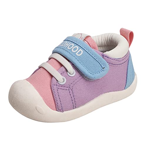 Generic Eerste wandelschoenen voor jongens, olifant, wandelschoenen, peuterschoenen, antislip, eerste wandelschoenen, ademende netschoenen, 6, 9, 12, 18 maanden, sneakers voor heren, lila, 26 EU