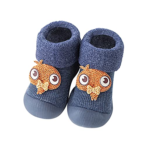 Dinnesis Babyschoenen 19 Warme Kousen Meisjes Gebreide Sokken Kind Rubber Zachte Stevige Single Slippers Peuter Babyschoenen Baby Schoenen Baby Bruiloft Schoenen, blauw, 18 EU