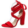 Actrice sandalen Square Heel Sandals Women Cross-tied Sandals Super High Red Open Toe Slide Shoes (Color : K?rm?z?, Size : 6)