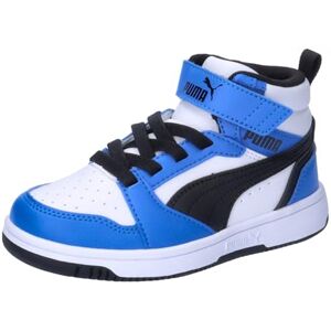 PUMA Rebound V6 Mid Ac+ Ps uniseks-kind Sneaker Mid top, WHITE- BLACK-RACING BLUE, 30 EU PUMA Rebound V6 Mid Ac+ Ps uniseks-kind Sneaker Mid top, WHITE- BLACK-RACING BLUE, 30 EU