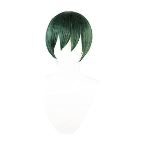 FZYUYU -Wig Anime Cosplay Pruik Curse Battle Anime Rol Pruik Zen Institute echt COS-pruik twee jaar lang inktgroen pluizig kort haar