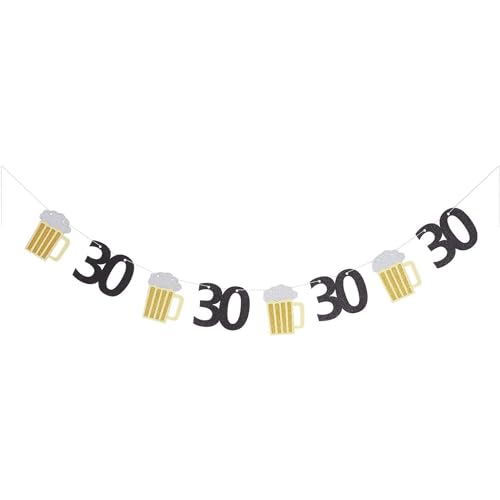 Happy Happenings 30 Jaar Verjaardag Versiering 150cm Zwart & Goud Slingers Verjaardag Bier Slinger Party Feest Slingers