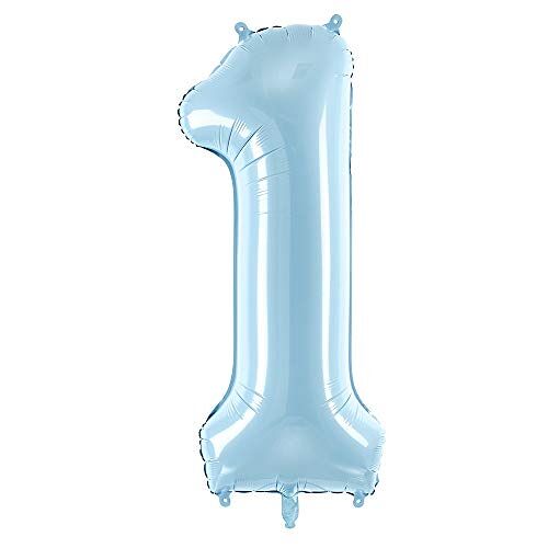 DekoHaus Folieballon getal 1 in blauw 86 cm feestaccessoires