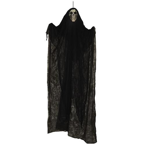 Horror-Shop Zwart Doodshoofd Spook In Rag Dress 210cm