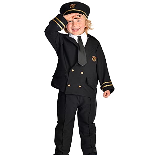 Pretend to Bee 1313_3/5 Transport Luchtvaartmaatschappij Pilot Fancy Dress Kostuum voor Kinderen, Zwart, 3-5 Jaar