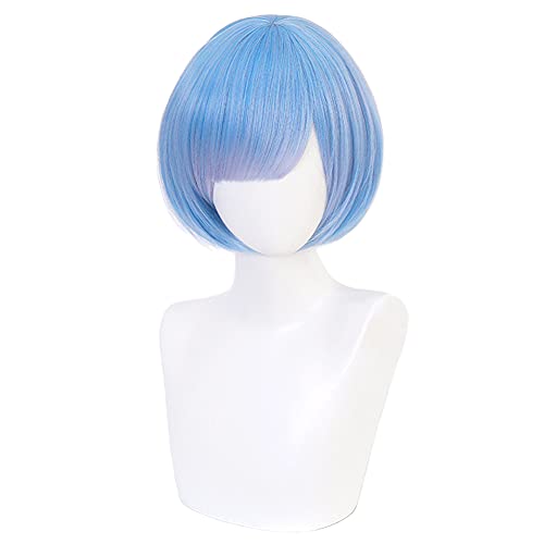 LINLINCD Anime Coser Pruik Cosplay van Rem Cosplay Pruik voor Pruik Cosplay Bob Anime Bob Anime Shorts (Kleur: REM)