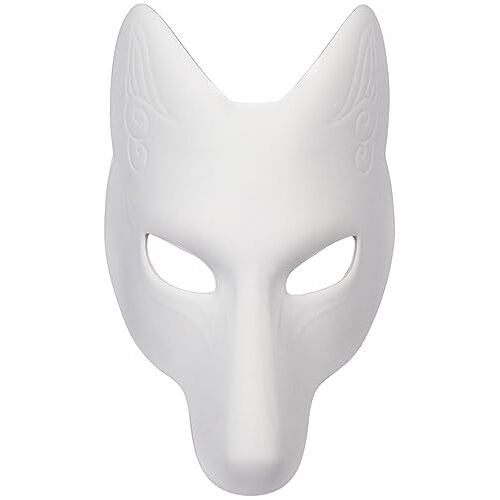 SMELEYOU Therian Masker Halloween Vos Masker Leer Halloween Vos Kostuum Diy Blanco Masker Japanse Kabuki Kitsune Halloween Maskers Voor Maskerade Kostuum Prop Halloween Feest Decoraties