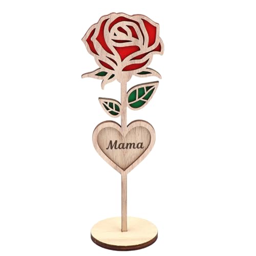 QUR Houten Mama Rose Mom Gifts Rose Rose Cadeaus voor haar en Beste Cadeaus voor Moeder Rozen, 1 STKS