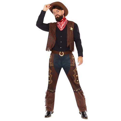 amscan 9918993 Mannen Wereld Boek Dag Western Cowboy Volwassenen Fancy Dress Kostuum Maat: Small