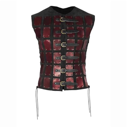 Morain Middeleeuws kostuum ridder borst schild vetersluiting pantsering ridder borst retro steampunk mouwloos vest ridder mannen ridder cosplay ridder kostuum volwassen ridder mannen