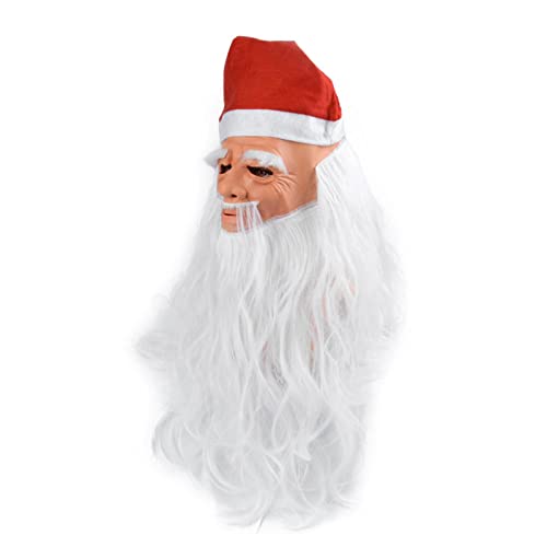 BAOK Kerstman Gezichtsmasker,Kostuummaskers met kerstmanontwerp   Santa Face Masque Voor Kerst Kostuum, Oude Man Full Head Masque Voor Volwassen Kerstfeest Nieuwjaar Cosplay