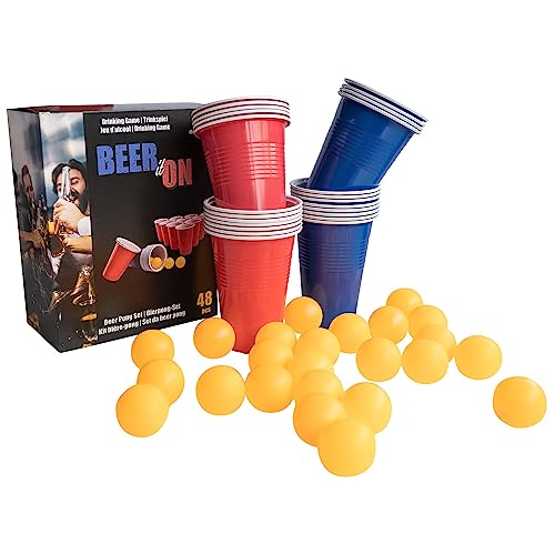 Amscan Drinkspel bierpong, 24 kopjes, 24 ballen, drinkspellen, gezelschapsspel