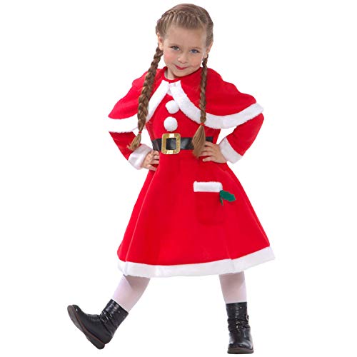 Morph Santa Girl -kostuum, Kids Kerstoutfits Girls Santa Dress, Girls Santa Outfit, Miss Claus Outfit Kids Santa Suit, Small