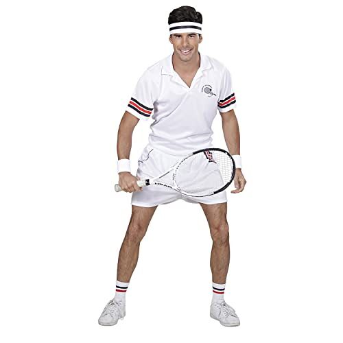 Widmann Kostuum tennisspeler, T-shirt, broek, zweetband, carnaval, themafeest