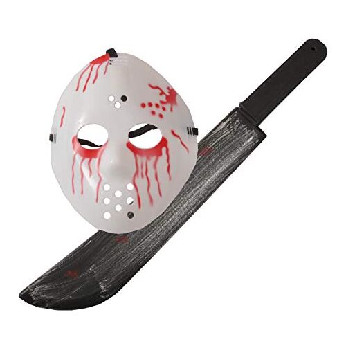 Ciao Horror Hockey Bloody Friday J13 vermommingskit (masker + machete 55cm)