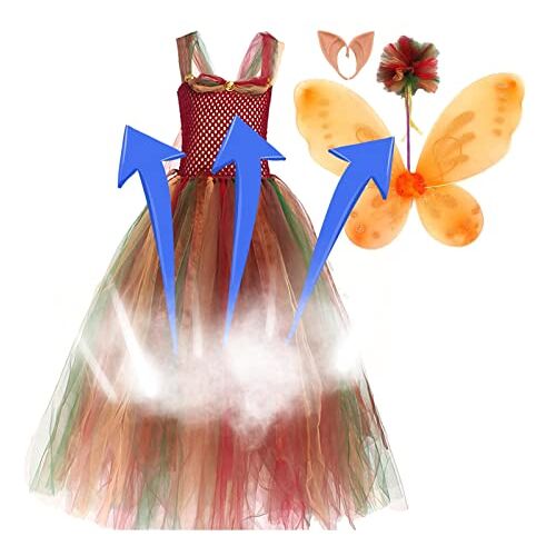 Fivetoo Elfenfee kostuum voor kinderen Feeënkostuum voor meisjes 4st Prinses Fee Jurk Kinderen Met Vleugels Fee Stok Oor Set Voor Kinderen Cosplay