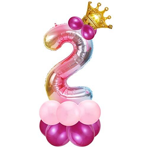 Bluelves Cijfers luchtballon roze, enorme folieballon 2, cijfer ballon deco 2e verjaardag, kleurrijke foliecijfers ballonnen, ballon 2 jaar meisjes, heliumcijferballon voor feest, verjaardag, decoratie