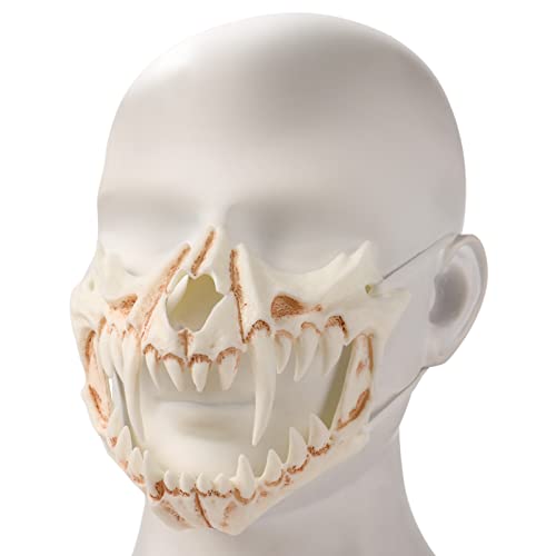 UNOLIGA Halloween Japans Masker, Schedel Masker, Tijger Masker, Half Gezicht Skelet Masker,  Halloween Eng Masker voor Volwassenen Kinderen, Halloween Horror Masker