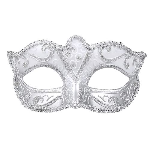 Boland 00339 Oogmasker Venetië Felina, zilver, elastiek, ornamenten, gemaskerd bal, Venetië, carnaval, themafeest, kostuum