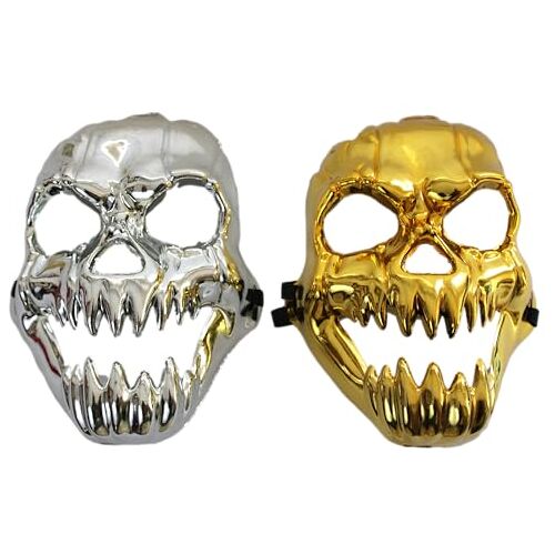 Fartoni X2 Skeletmasker voor Kinderen of Volwassenen, Zilver en Goud. Doodshoofdmasker voor Kinderen of Volwassenen. Realistisch masker met capuchon, Schedel Masker, Halloween of Skelet Masker.