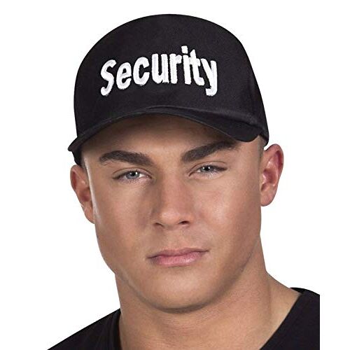 Boland 97058 Veiligheidsmuts voor volwassenen, basecap met opdruk, hoed voor carnavalskostuums, voor dames en heren, politieagent, veiligheidsdienst, deursmaller