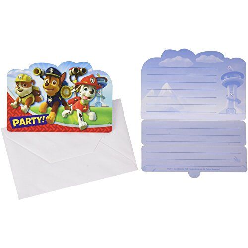 amscan 999138 Gevouwen Uitnodigingskaarten met Paw Patrol Thema-8 Stuks