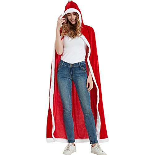 GRARRO Kerstcape, Kerstman, cape, kostuum voor dames, cosplay, podiumkostuum, L