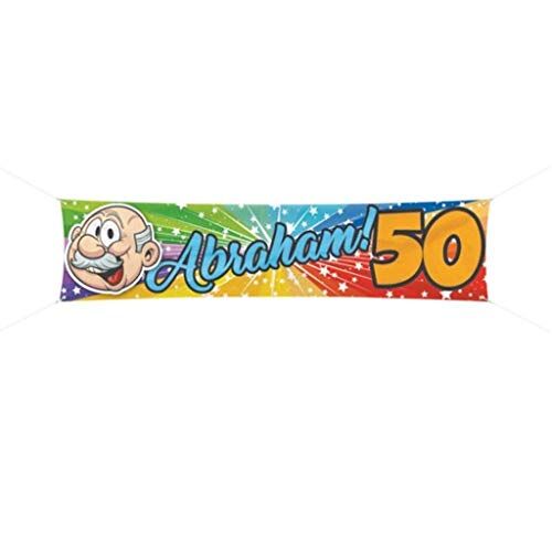 Folat 50 Jaar Abraham Regenboog Spandoek 180x40cm