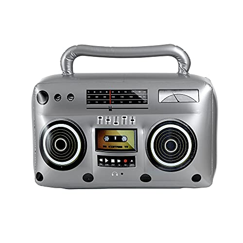 Widmann 04818 Opblaasbare radio, afmetingen ca. 50 x 30 cm, accessoire voor trainingspak, decoratie, ghettoblaster, carnaval, themafeest