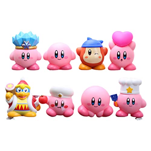 Settoo Kirby Star Collection Action Figure Toy Set voor Cake Topper Kirby Star Party Leverancier, Kirby Figuren 8-delig Kirby Thema Figuur Mini Leuke Party Cake Set Desktop Decoraties Cupcake