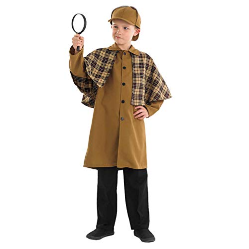 Fun Shack Victoriaans detective -kostuumkinderen, detective kinderkostuum, detective Cape, Kids Detective Costume Medium