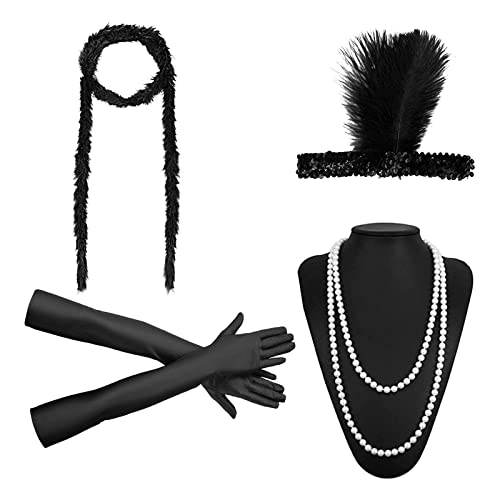 MIVAIUN Accessoireset voor dames, jaren '20, jaren '20-kostuum, flapperaccessoireset, Gatsby-accessoires voor dames, jaren 20, accessoireset, Great Gatsby Dress, jaren 20-kostuum voor dames (5 stuks)