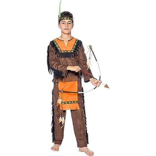 Funidelia Indiaan-kostuum Deluxe Voor voor jongens Indianen, Cowboys, Western Kostuum voor kinderen Accessoire verkleedkleding en rekwisieten voor Halloween, carnaval & feesten Maat 5-6 jaar