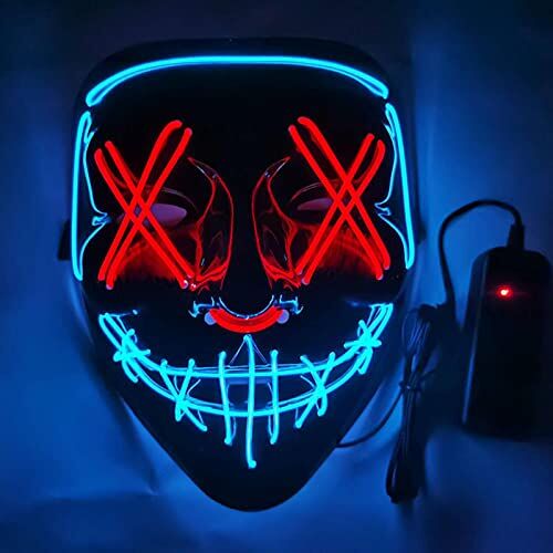 MBETA Halloween Purge Masker LED Licht Up Eng Halloween Masker Glow Neon Masker Met 3 Verlichting Modi Voor Halloween Carnaval Party