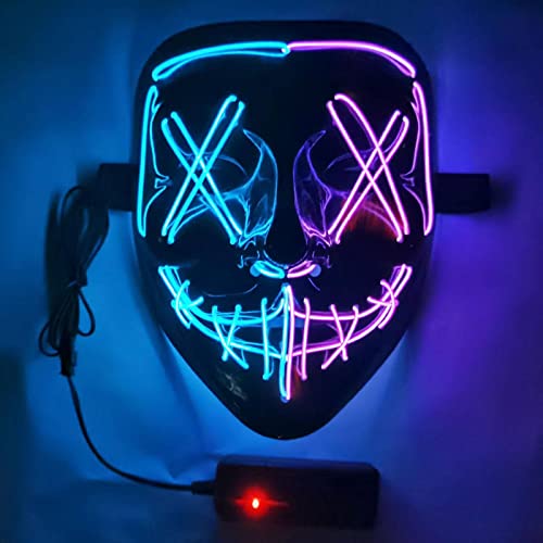 MBETA Halloween Purge Masker LED Licht Up Eng Halloween Masker Glow Neon Masker Met 3 Verlichtingsmodi Voor Halloween Carnaval Party