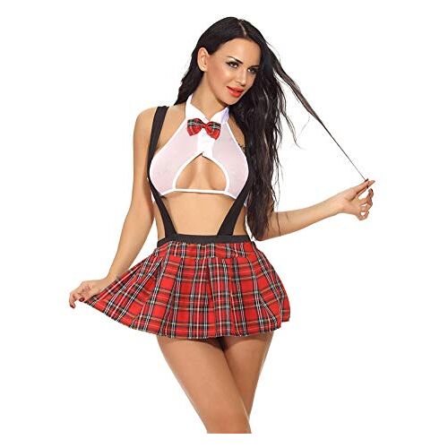 GUtsii Erotische lingerie seks cosplay uniform sexy witte lingerie voor vrouwen mini-jurk set T-shirt meisje schoolrok kostuum (1 S)