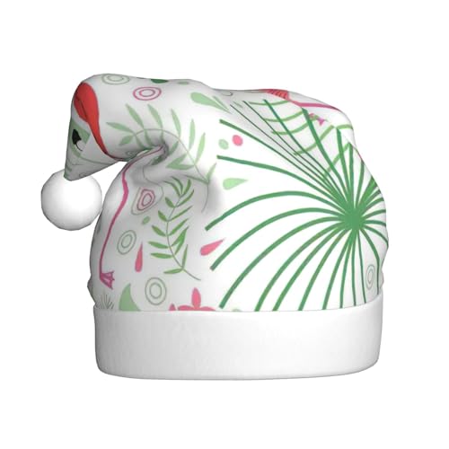 WURTON Bloemen Flamingo Plantkunde Print Kerst Hoeden Unisex Xmas Kerstman Hoed Nieuwjaar Feestelijke Vakantie Feesten En Geschenken